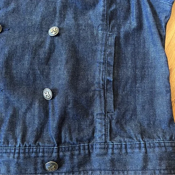 Vtg 2002 Tommy Hilfiger Double Breasted Denim Jacket Metal Nautical Buttons XL - Picture 9 of 15